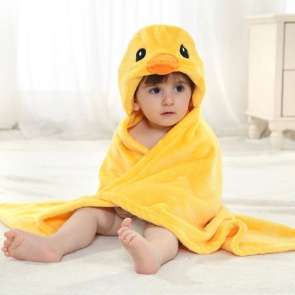 Baby Animal Shape Hooded Cape Bath Towel, Size:100×75cm(Big-Eyed Yellow Duck)-garmade.com