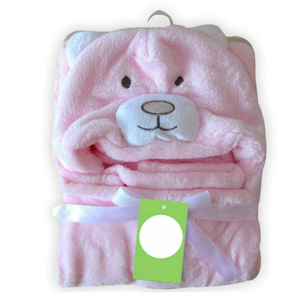 Baby Animal Shape Hooded Cape Bath Towel, Size:100×75cm(Pink Bear)-garmade.com