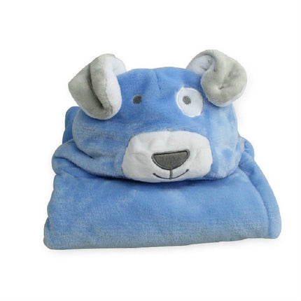 Baby Animal Shape Hooded Cape Bath Towel, Size:100×75cm(Blue Dog)-garmade.com