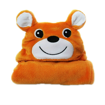 Baby Animal Shape Hooded Cape Bath Towel, Size:100×75cm(Orange Deer)-garmade.com