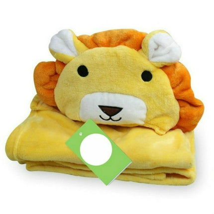 Baby Animal Shape Hooded Cape Bath Towel, Size:100×75cm(Yellow Lion)-garmade.com