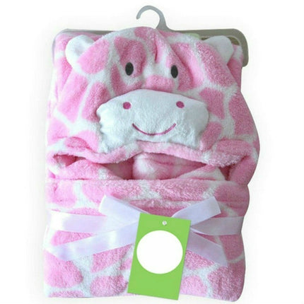 Baby Animal Shape Hooded Cape Bath Towel, Size:100×75cm(Pink Cow)-garmade.com