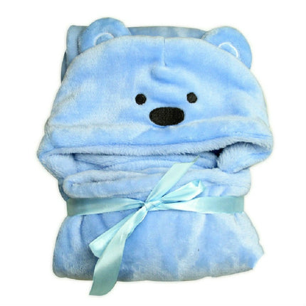 Baby Animal Shape Hooded Cape Bath Towel, Size:100×75cm(Small-Eyed Blue Bear)-garmade.com