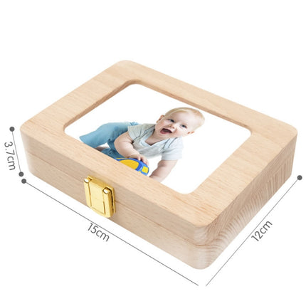 Wooden Photo Frame Boy and Girl Baby Hair Infant Tooth Box Children Tooth Storage Box Souvenir Gift(Chinese Stickers)-garmade.com