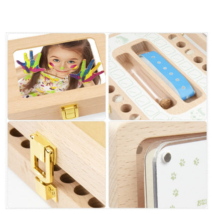 Wooden Photo Frame Boy and Girl Baby Hair Infant Tooth Box Children Tooth Storage Box Souvenir Gift(Chinese Stickers)-garmade.com