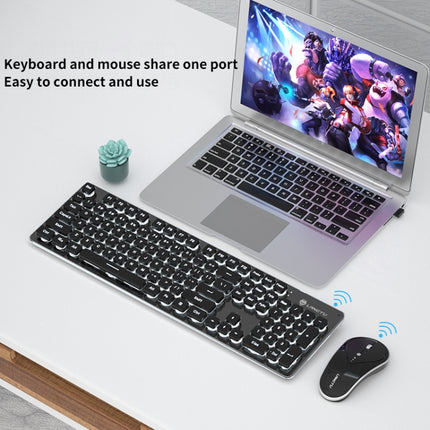 LANGTU LT600 Silent Office Punk Keycap Wireless Keyboard Mouse Set(Black)-garmade.com
