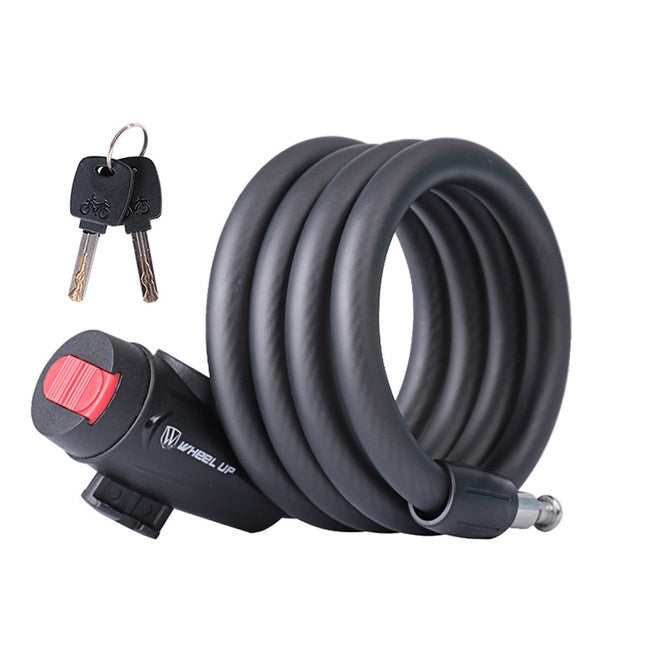 WHEEL UP Bicycle Lock Anti-theft Mountain Bike Password Lock Steel Cable Lock Bicycle Riding Accessories Universal, Style:Key type(1.2 meters)-garmade.com
