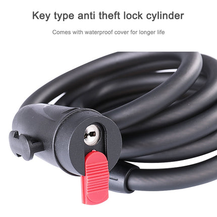 WHEEL UP Bicycle Lock Anti-theft Mountain Bike Password Lock Steel Cable Lock Bicycle Riding Accessories Universal, Style:Key type(1.2 meters)-garmade.com