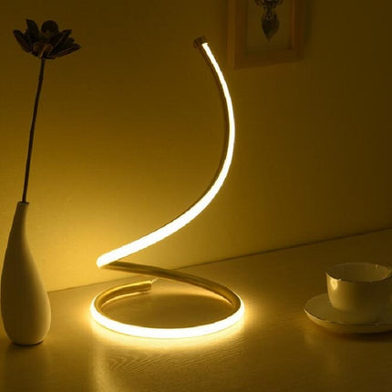 LED Spiral Table Lamp Home Living Room Bedroom Decoration Lighting Bedside Light, Specifications:UK Plug(Gold)-garmade.com