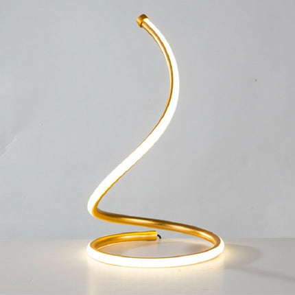 LED Spiral Table Lamp Home Living Room Bedroom Decoration Lighting Bedside Light, Specifications:UK Plug(Gold)-garmade.com