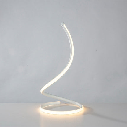 LED Spiral Table Lamp Home Living Room Bedroom Decoration Lighting Bedside Light, Specifications:UK Plug(White)-garmade.com