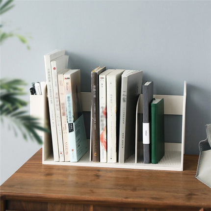 Simple Iron Bookshelf Student Desk Book Storage Rack(Apricot)-garmade.com