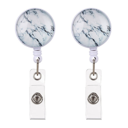 2 PCS Night Starry Sky Marble Crack Puller Retractable Buckle Lanyard Business Key Buckle Card Holder Marble Alligator Clip-garmade.com