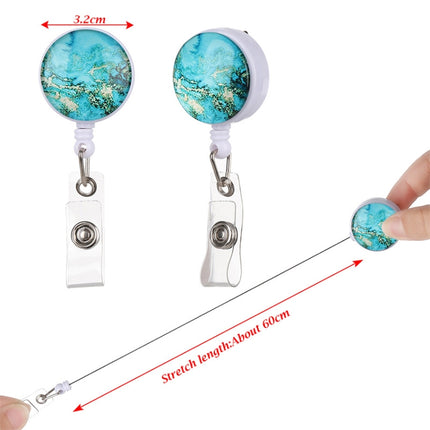 2 PCS Night Starry Sky Marble Crack Puller Retractable Buckle Lanyard Business Key Buckle Card Holder Marble Alligator Clip-garmade.com