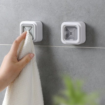 Wall-mounted Plastic Free Punch Towel Rack Kitchen Dish Cloth Hook(Gray)-garmade.com