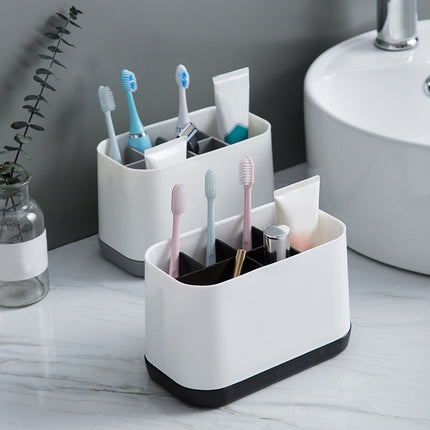 Removable Toothbrush Toothpaste Storage Toilet Set Shelf(Black)-garmade.com