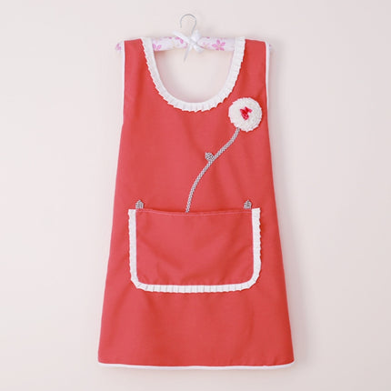 Lovely Princess Nail Beauty Apron Coffee Restaurant Work Clothes(Sunflower Red)-garmade.com