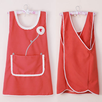 Lovely Princess Nail Beauty Apron Coffee Restaurant Work Clothes(Sunflower Red)-garmade.com