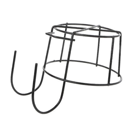Balcony Fence Round Metal Flower Stand Wrought Iron Wall-mounted Flower Pot Stand, Size:S(Black)-garmade.com