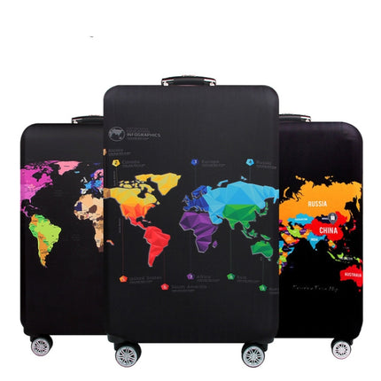 Travel Luggage Cover Suitcase Dustproof Scratch-proof Protection Elastic Sleeve, Size:S Size 19 to 21 inch(World Map)-garmade.com