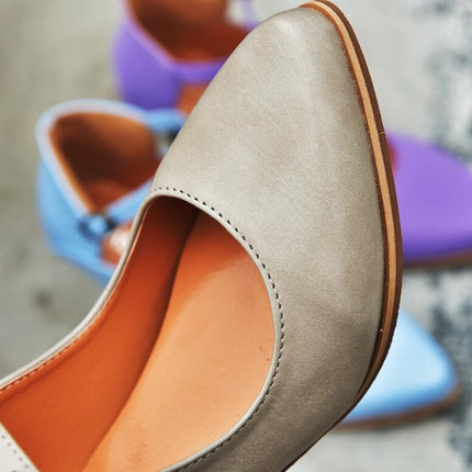 Women Shoes Plus Size Double Buckle Heel Heels, Size:41(Grey)-garmade.com