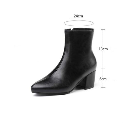 Autumn Winter Glitter Square Heel Pointed Low-Top Women Boots, Size:32(Black)-garmade.com