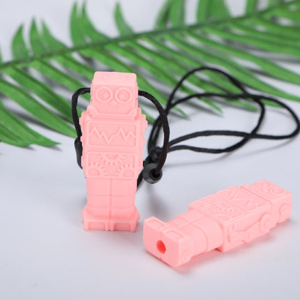 2 PCS Silicone Robot Teether Baby Chewing Sensory Pendant Necklace(Pink)-garmade.com