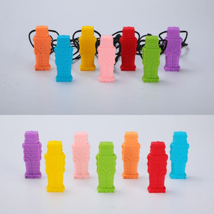 2 PCS Silicone Robot Teether Baby Chewing Sensory Pendant Necklace(Orange)-garmade.com