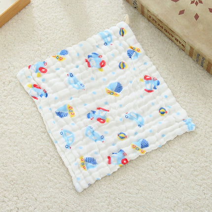 2 PCS Cotton 6-layer Gauze Saliva Towel Seersucker Small Square Scarf(Small Train)-garmade.com