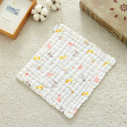 2 PCS Cotton 6-layer Gauze Saliva Towel Seersucker Small Square Scarf(Giraffe)-garmade.com