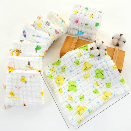 2 PCS Cotton 6-layer Gauze Saliva Towel Seersucker Small Square Scarf(Frog)-garmade.com