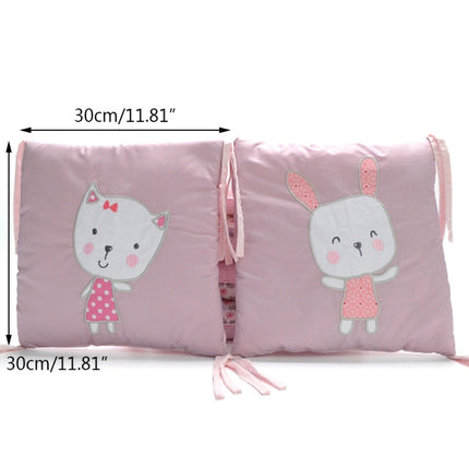 Crib Perimeter Embroidery Bunny Bedding Baby Cotton Anti-collision, Size:30 x 30 cm(Pink Six-piece Suit)-garmade.com