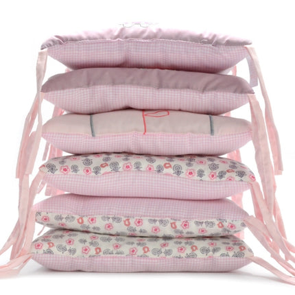 Crib Perimeter Embroidery Bunny Bedding Baby Cotton Anti-collision, Size:30 x 30 cm(Pink Six-piece Suit)-garmade.com