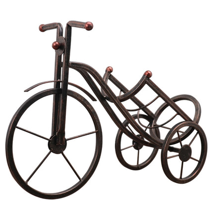 Wrought Iron Metal Tricycle Wine Rack Decorations Home Living Room Dining Table Wine Cabinet Decorations(Black)-garmade.com