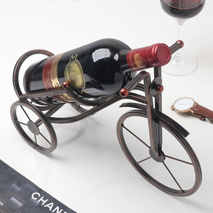 Wrought Iron Metal Tricycle Wine Rack Decorations Home Living Room Dining Table Wine Cabinet Decorations(Black)-garmade.com