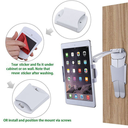 Multifunctional Mobile Phone Tablet Wall Hanging Desktop Aluminum Alloy Holder with Wall Base(Silver Gray)-garmade.com