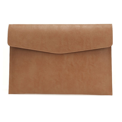 PU Leather Litchi Pattern Sleeve Case For 14 Inch Laptop, Style: Single Bag (Light Brown)-garmade.com