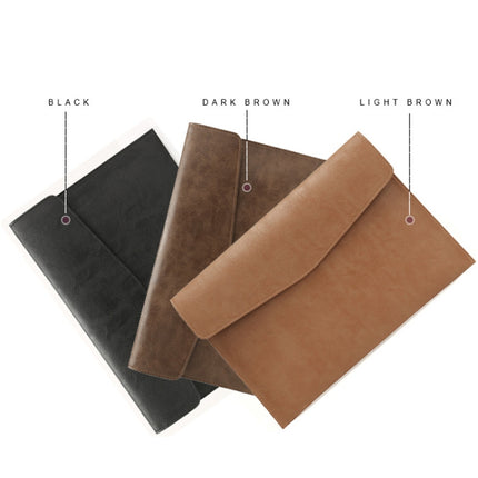 PU Leather Litchi Pattern Sleeve Case For 14 Inch Laptop, Style: Single Bag (Dark Brown)-garmade.com