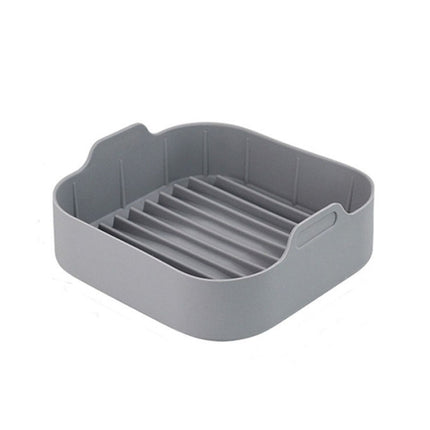 Air Fryer Silicone Grill Pan Accessories, Size: Square 20.5 cm(Gray)-garmade.com