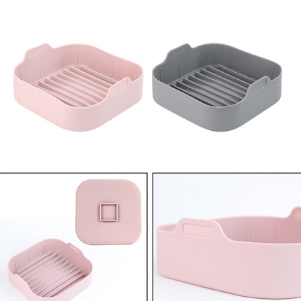 Air Fryer Silicone Grill Pan Accessories, Size: Square 20.5 cm(Gray)-garmade.com