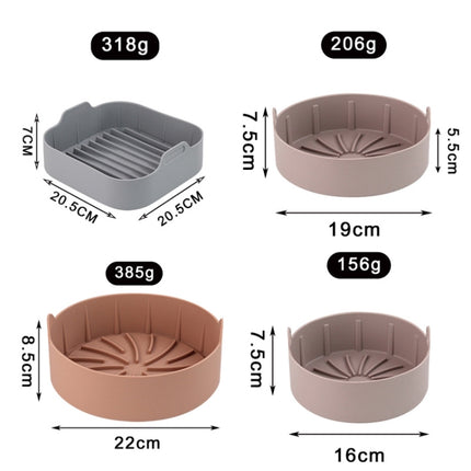 Air Fryer Silicone Grill Pan Accessories, Size: Round 22 cm(Gray)-garmade.com