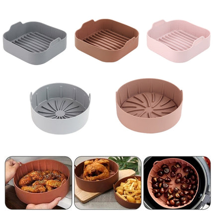 Air Fryer Silicone Grill Pan Accessories, Size: Round 22 cm(Coffee)-garmade.com