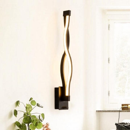 Black Simple Led Aisle Bedroom Bedside Wall Lamp(Warm Light)-garmade.com