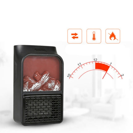 Flame Simulation Mini Portable Desktop Heater, Style:With Remote Control, Plug Type:UK(Black)-garmade.com