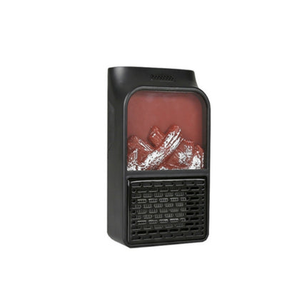 Flame Simulation Mini Portable Desktop Heater, Style:Without Remote Control, Plug Type:UK(Black)-garmade.com