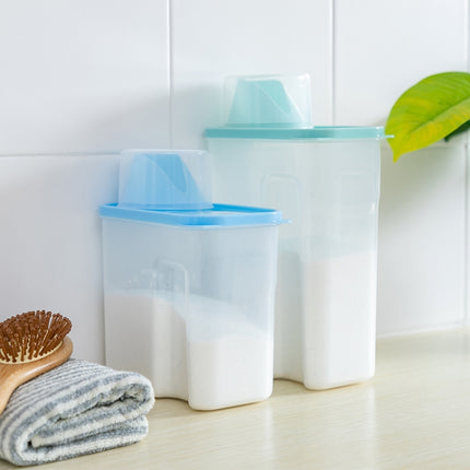 2L Household Plastic Transparent Washing Powder Storage Box Storage Container( Green)-garmade.com