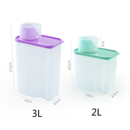 2L Household Plastic Transparent Washing Powder Storage Box Storage Container(Blue)-garmade.com
