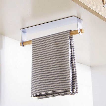 Non-perforated Kitchen Paper Holder Rag Roll Paper Storage Rack Toilet Bathroom Towel Rack(White)-garmade.com