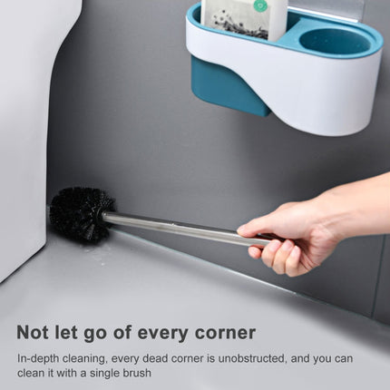 Toilet Brush Long Handle Free Punching Wall-mounted Household Toilet Cleaning Brush(Midnight Blue)-garmade.com