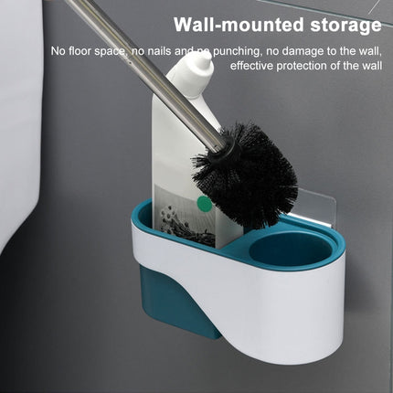 Toilet Brush Long Handle Free Punching Wall-mounted Household Toilet Cleaning Brush(Light Blue)-garmade.com